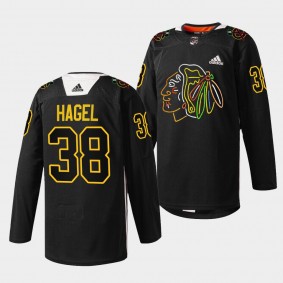 Brandon Hagel Blackhawks #38 Foundation Night Jersey Black Warm-Up