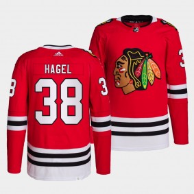 Brandon Hagel #38 Blackhawks Home Red Jersey 2021-22 Primegreen Authentic