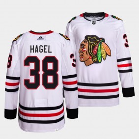 Brandon Hagel Blackhawks Away White Jersey #38 Primegreen Authentic Pro