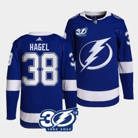 30th Season Brandon Hagel Tampa Bay Lightning Authentic Home #38 Blue Jersey