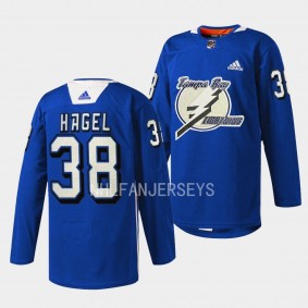 Brandon Hagel Tampa Bay Lightning Primary Logo Blue #38 Jersey Practice