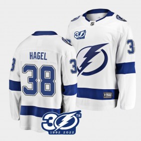 Brandon Hagel Tampa Bay Lightning 30th Anniversary 1992-2022 White Jersey #38 Away