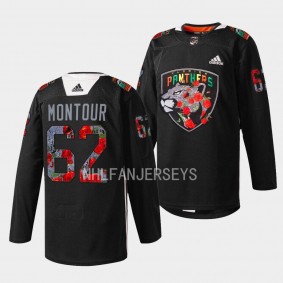 Black History Night Brandon Montour Florida Panthers Black #62 Warmup Jersey 2023