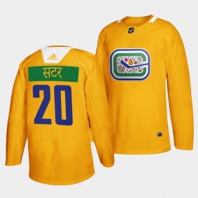 Vancouver Canucks Brandon Sutter Diwali Night #20 Yellow Jersey Jag Nagra Art