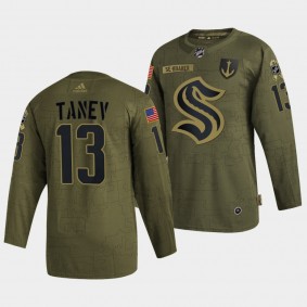 Brandon Tanev Seattle Kraken Veterans Day 2021 Olive Military Appreciation Jersey