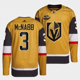 Brayden McNabb #3 Golden Knights Authentic Primegreen Gold Jersey 2022 All-Star