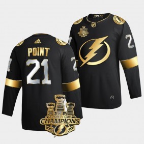 3x Stanley Cup Champions Tampa Bay Lightning Brayden Point Black Golden Authentic 21 Jersey