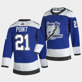 Tampa Bay Lightning 2021 Reverse Retro Brayden Point Blue Authentic Jersey