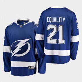 Brayden Point #21 Lightning We Skate For Equality Blue Jersey Home