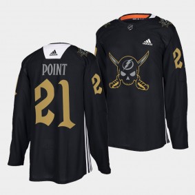 Tampa Bay Lightning Brayden Point Gasparilla inspired #21 Black Jersey Pirate-themed Warmup