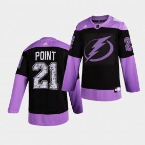 Tampa Bay Lightning Brayden Point HockeyFightsCancer Jersey Purple Authentic