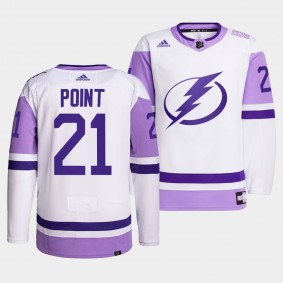 Tampa Bay Lightning Brayden Point 2021 HockeyFightsCancer Jersey #21 White Primegreen