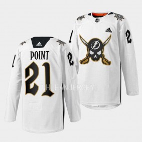 Gasparilla inspired Brayden Point Tampa Bay Lightning White #21 Skull Logo Jersey 2023