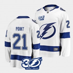 Brayden Point Tampa Bay Lightning 30th Anniversary 1992-2022 White Jersey #21 Away