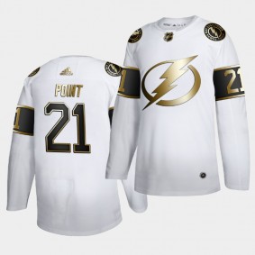 Brayden Point #21 Lightning Golden Edition White Authentic Jersey