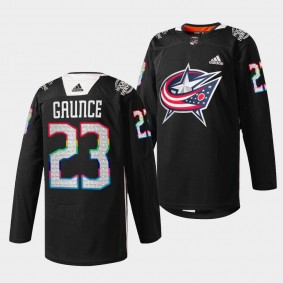 Columbus Blue Jackets Brendan Gaunce HockeyIsForEveryone #23 Black Jersey Warmup