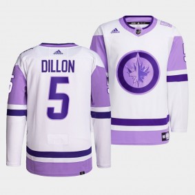 Winnipeg Jets Brenden Dillon 2021 HockeyFightsCancer Jersey #5 White Primegreen