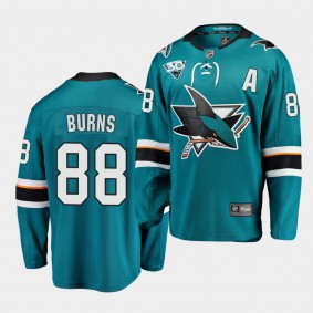 San Jose Sharks 2021 Reverse Retro Brent Burns Teal 30th Anniversary Home Jersey