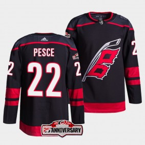 Brett Pesce #22 Carolina Hurricanes 2022-23 Authentic Home Black Jersey 25th Anniversary