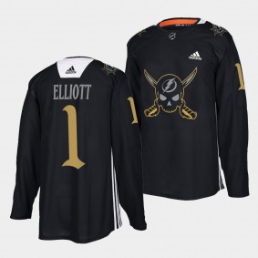 Brian Elliott Lightning #1 Gasparilla inspired Jersey Black Pirate-themed Warmup