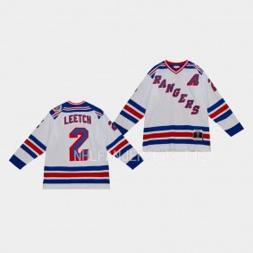 Brian Leetch New York Rangers Blue Line 1993 Throwback White #2 Jersey Mitchell Ness