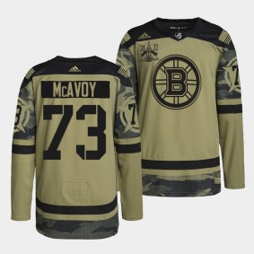 Boston Bruins 73 Charlie McAvoy Primegreen Authentic Camo Jersey 2022 Military Appreciation Night