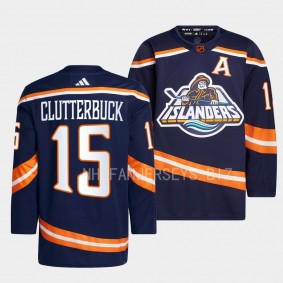 Cal Clutterbuck New York Islanders 2022 Reverse Retro 2.0 Navy #15 Primegreen Authentic Jersey Men's