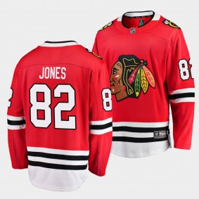 Caleb Jones Chicago Blackhawks 2021 Home Red Player Men Jersey