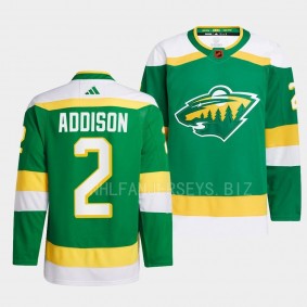 Reverse Retro 2.0 Calen Addison Minnesota Wild Authentic Pro #2 Green Jersey 2022