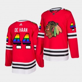 Calvin De Haan #44 Blackhawks 2021 Pride Night LGBTQ Red Jersey