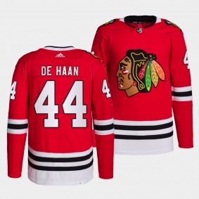 Calvin de Haan #44 Blackhawks Home Red Jersey 2021-22 Primegreen Authentic