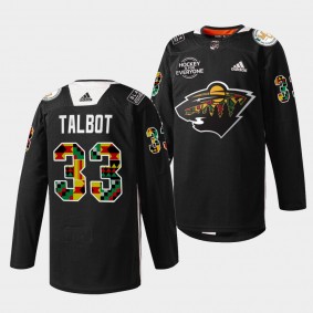 Minnesota Wild Cam Talbot 2022 Black History Month #33 Black Jersey Practice