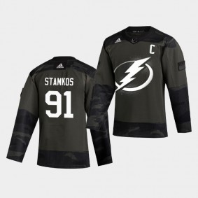 Lightning Steven Stamkos #91 Authentic 2019 Veterans Day Jersey Men's