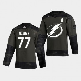 Lightning Victor Hedman #77 Authentic 2019 Veterans Day Jersey Men's