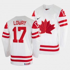 Adam Lowry 2022 IIHF World Championship Canada Hockey #17 White Jersey Home