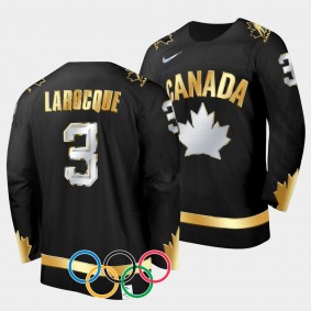 Jocelyne Larocque Canada Women's Hockey 2022 Winter Olympic Champions #3 Black Jersey Gold Winner