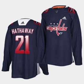 Garnet Hathaway Capitals 2021 Black History Night navy Practice jersey End Racism Patch