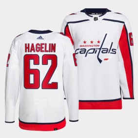 Carl Hagelin #62 Capitals Away White Jersey 2021-22 Primegreen Authentic Pro