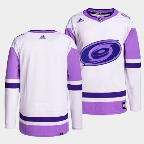 Carolina Hurricanes HockeyFightsCancer Primegreen Authentic Jersey White Purple