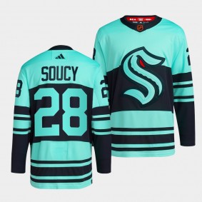 Seattle Kraken 2022 Reverse Retro 2.0 Carson Soucy #28 Ice Blue Jersey Authentic Primegreen