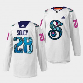 Carson Soucy Seattle Kraken Pride Night 2022 White Warmup Jersey