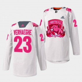 Florida Panthers 2022 Pink in the Rink Carter Verhaeghe #23 White Jersey Warmup