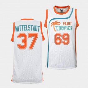 Casey Mittelstadt Sabres #37 Flint Tropics Basketball Jersey White Semi-Pro