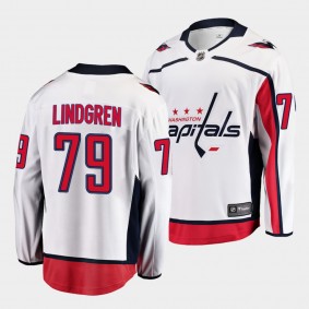 Charlie Lindgren Capitals #79 Away Jersey White Breakaway Player