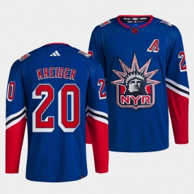 Chris Kreider New York Rangers 2022 Reverse Retro 2.0 Blue #20 Authentic Primegreen Jersey Men's