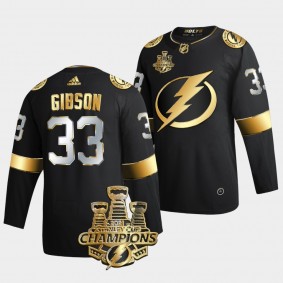 3x Stanley Cup Champions Tampa Bay Lightning Christopher Gibson Black Golden Authentic 33 Jersey