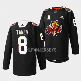 Indigenous Celebration Night Christopher Tanev Calgary Flames Black #8 Warmup Jersey 2023