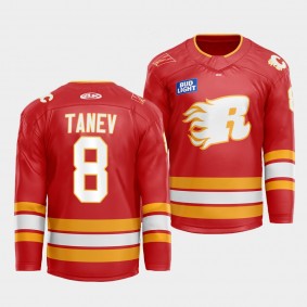 Flames X Rush X CGY Wranglers Christopher Tanev Calgary Flames Warmup #8 Red Jersey