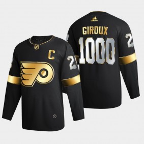 Claude Giroux Flyers #28 1000 Games Milestone Jersey Black Golden Edition