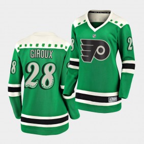 Claude Giroux #28 Flyers 2021 St. Patrick's Day Green Jersey Women